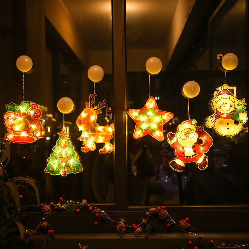 Illumination Christmas Decoration Suction Cup Light Battery Operated Christmas Glowing Item LED Light Glitter
