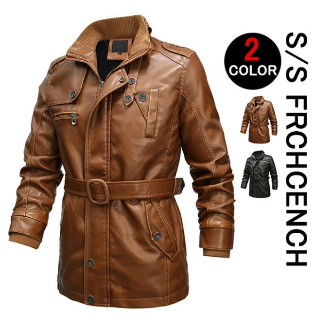 PU leather jacket, genuine leather style, leather jacket, men's, leather flight jacket, fall/winter, PU leather, rider's jacket, leather jacket, leather jacket, rider's jacket, cool, slim, pocket, commuting, date, everyday wear, genuine leather style