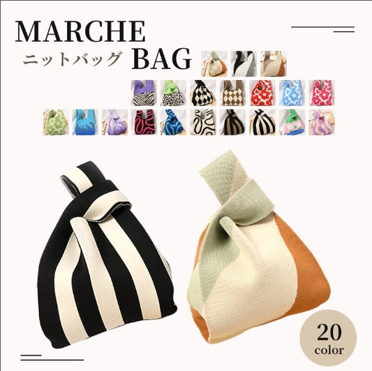 Knit bag tote bag ladies mini bag popular SNS topic Hud bag spring/summer/autumn/winter summer knit mini tote bag eco bag fashionable chic trend marche bag striped lunch bag crochet block check travel summer handbag knitting flower