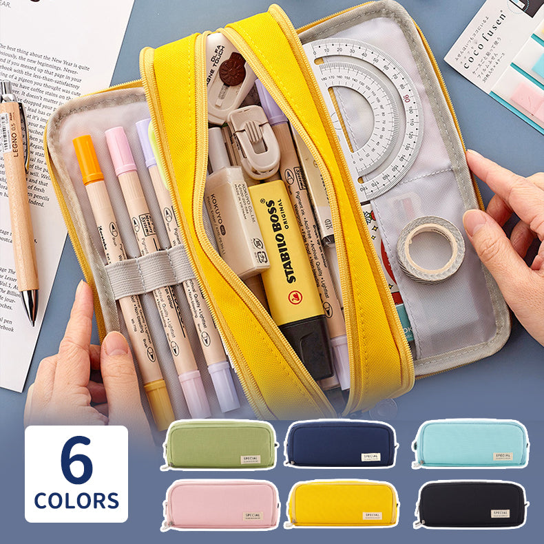 Pen case, pencil case, pencil case, elementary school, middle school, high school entrance gift, gift, double-sided opening, girls, boys, pen holder, stylish, large capacity, elementary school, junior high school, simple, for students, working adults